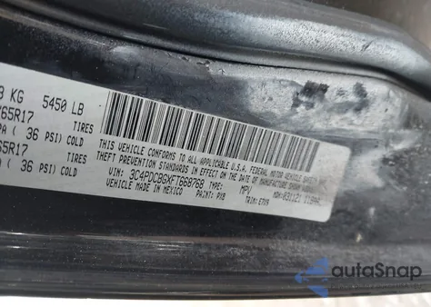 2015 Dodge Journey Sxt z USA, uszkodzony, nr VIN 3C4PDCBGXFT668768